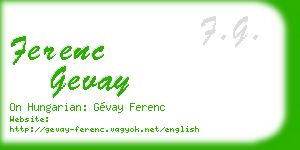 ferenc gevay business card