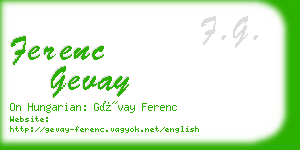 ferenc gevay business card